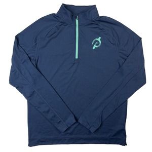 Rhone Peloton 1/4 Zip Lightweight Pullover Cycling Training Shirt Blue - Medium